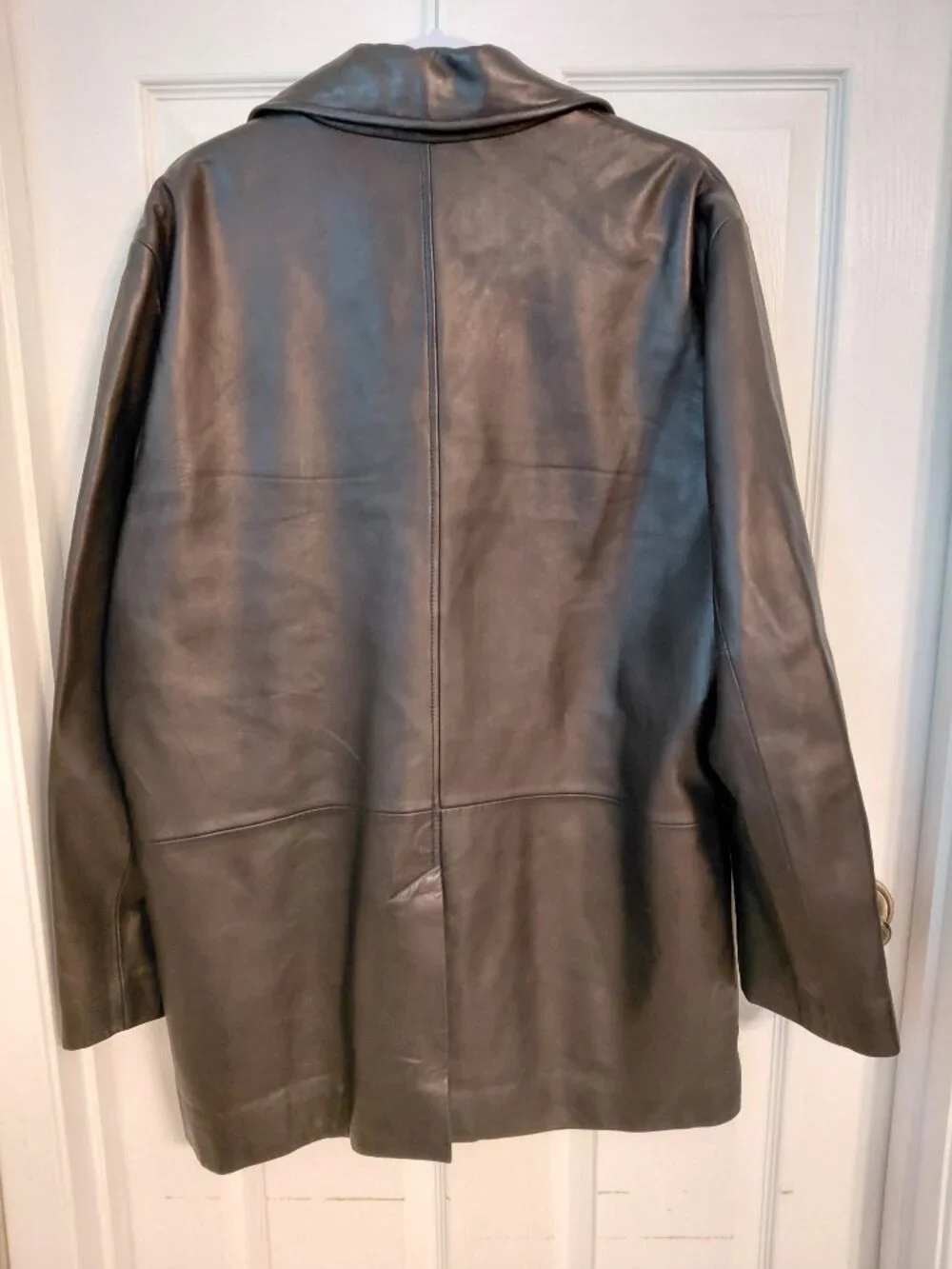 Vintage Banana Republic Black Leather Jacket Coat Button Front Medium Pockets
